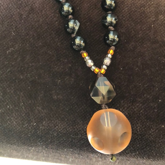 Orange And Smoky Quartz Necklace - Picture 4 of 4